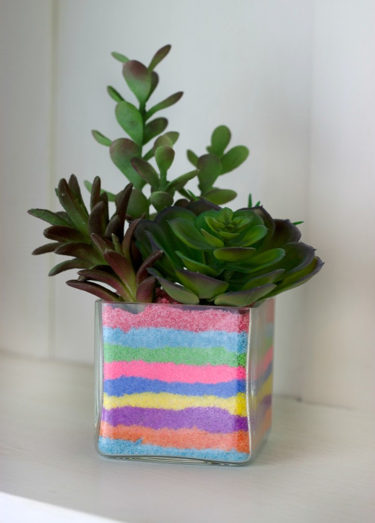 homemade sand art succulent planter home decor