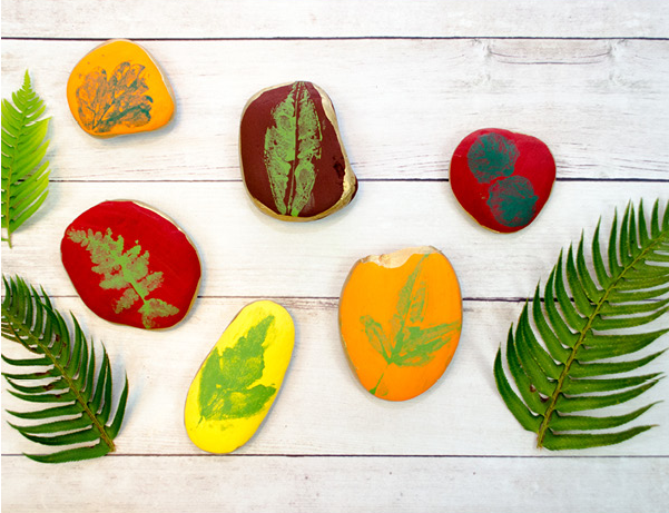leaf painted rocks