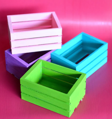 Colorful mini wooden crates organizer
