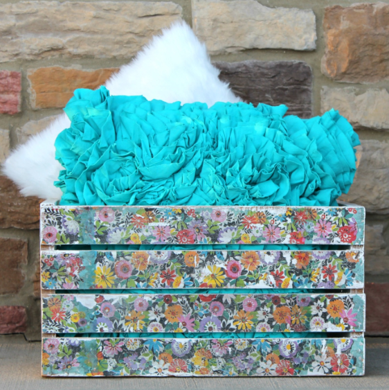 Floral decoupage napkin crate
