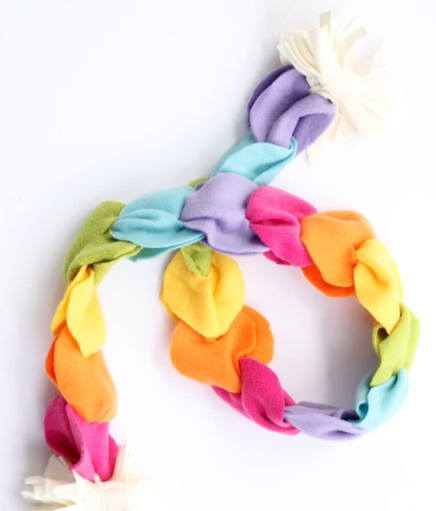 A no-sew rainbow fleece scarf