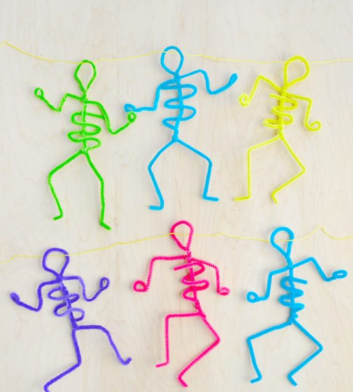 funny skeletons made from pipe cleaners