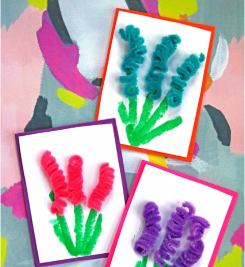 pipe cleaner flower greeting cards