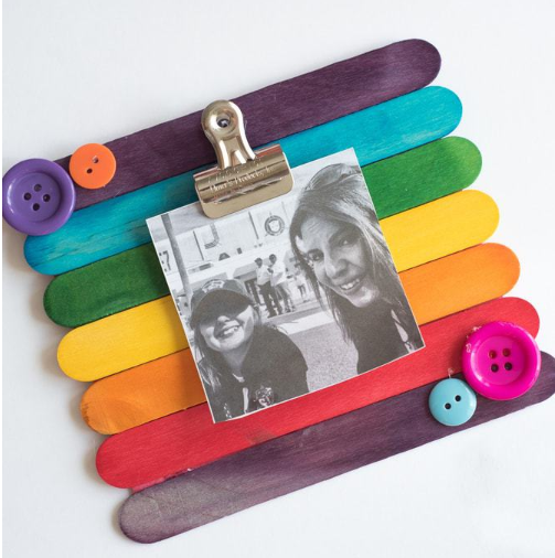 A picture frame made of popsicle sticks a fun and entertaining crafts for kids