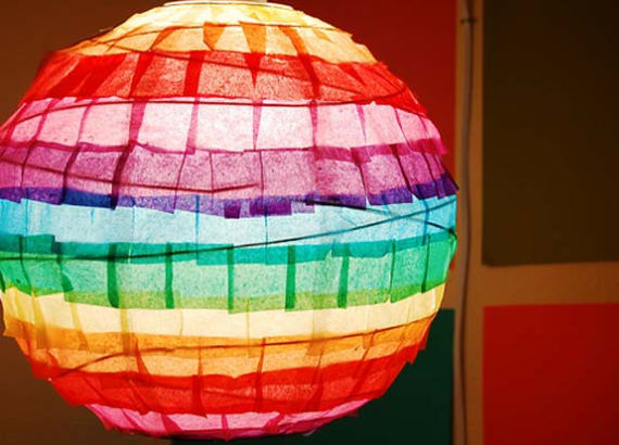 A round rainbow color paper lantern