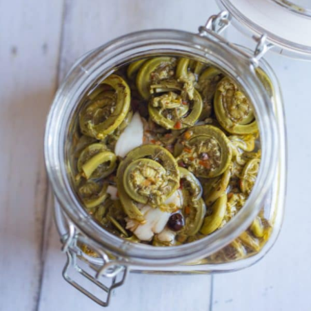 delicious spicy pickled fiddleheads recipe 
