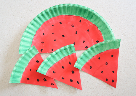 Watermelons paper plate perfect to turned as mobiles or garlands for a summer party
