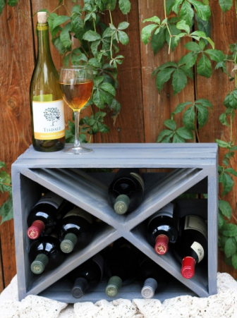 Wooden crate wine rack