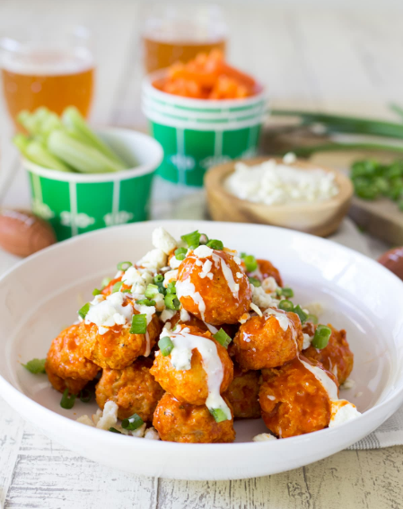 Buffalo chicken meatball with blue cheese