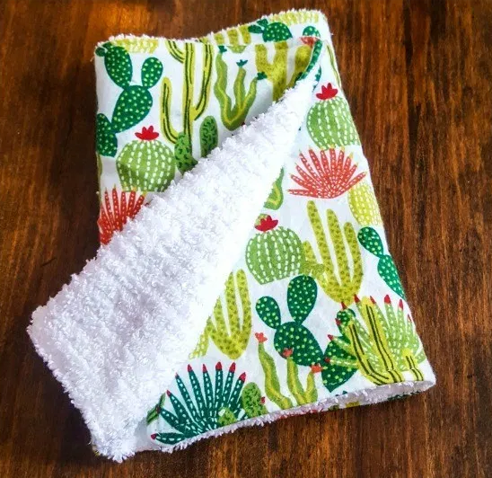 Different kind of cactus designed baby burp cloth