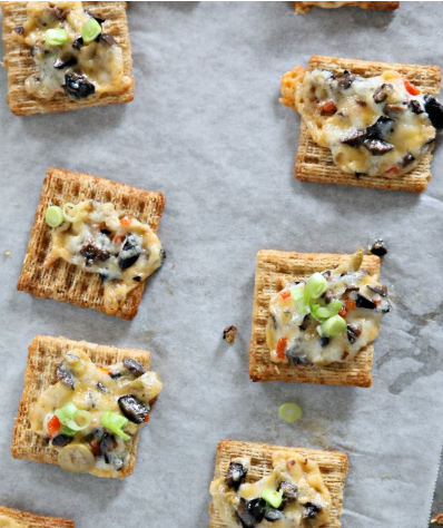 Cheesy olive crackers snacks