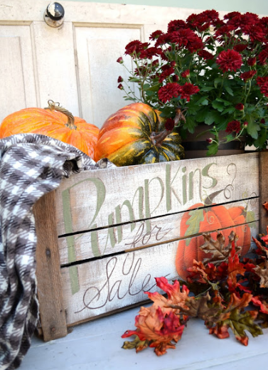 distressed pumpkin crate for the fall holiday craft decor