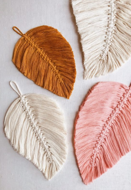 homemade macrame feathers craft project