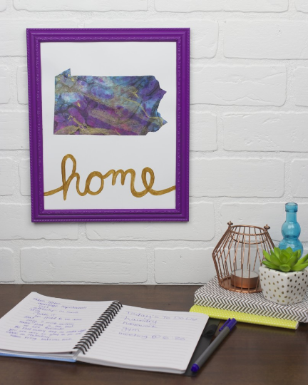 Hanging DIY marble home state art