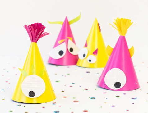 Colorful Halloween monster party hats