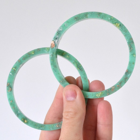 pretty mint resin bangles flecked with gold