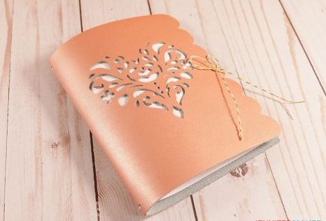 Rose gold leather journal with cutwork