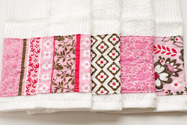 Free Motion Quilting Embellished Towels