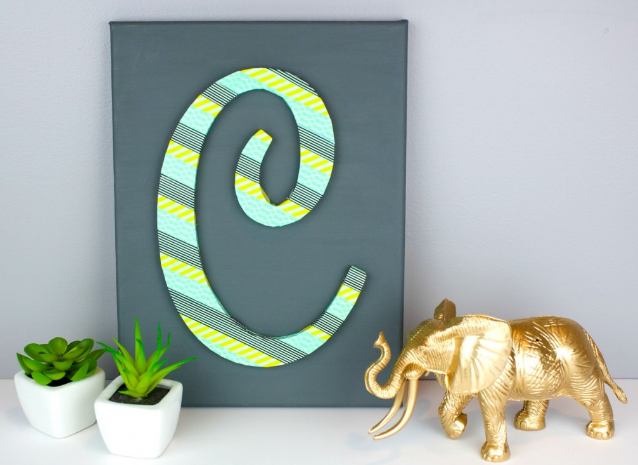 Washi tape monogram canvas a cool room decor
