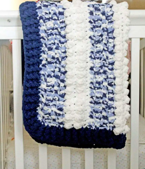 Blue multi layer chunky baby blanket