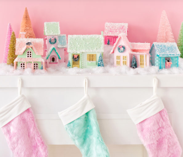 diy colorful christmas village easy holiday craft