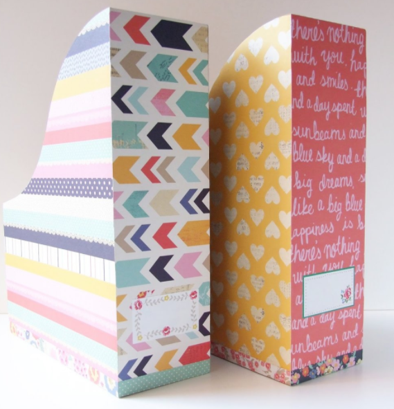 Colorful and homemade decorated magazine holders