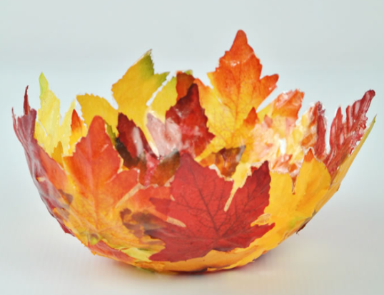 Homemade fabric leaf bowl beautiful and colorful craft for party and gifts