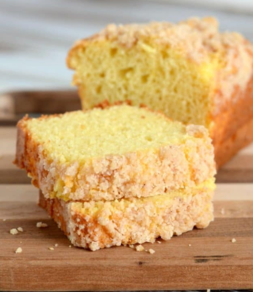 delicious eggnog quick bread with crumb topping 