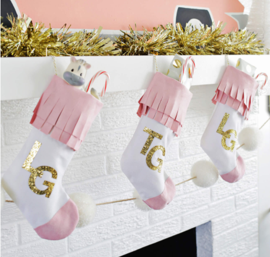 Cute DIY FAUX SUEDE FRINGE STOCKING Christmas Holiday Decor