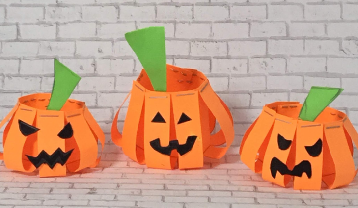 jack-o-lantern paper pumpkins halloween craft for kids