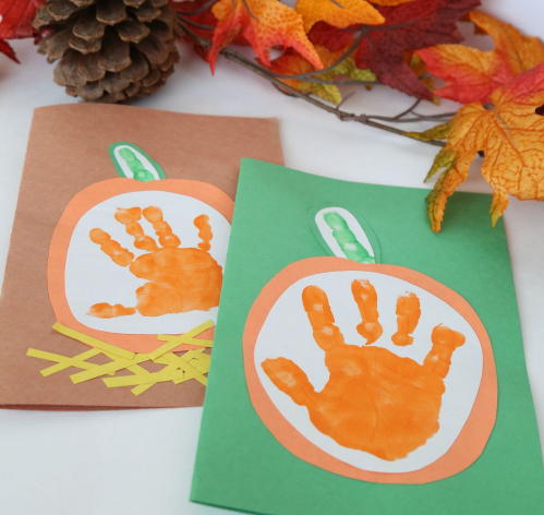 little pumpkin kids handprint fall cards holiday craft