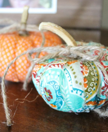 Mini mod podge fabric pumpkins home decor 
