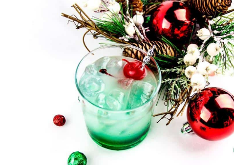 Mistletoe Mocktail on a glass