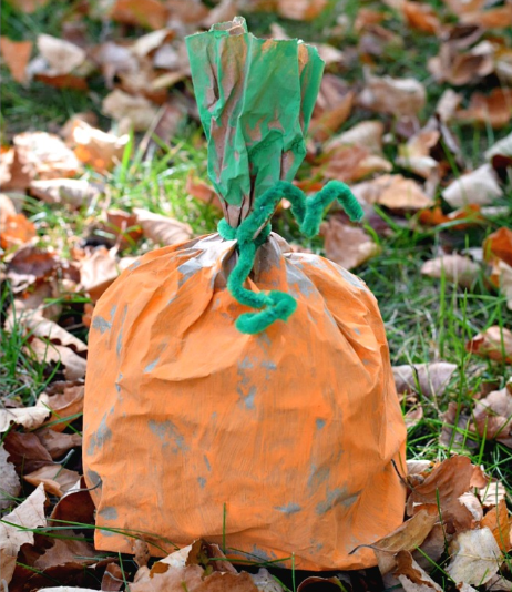 easy paper bag pumpkin craft for kids to make fall project