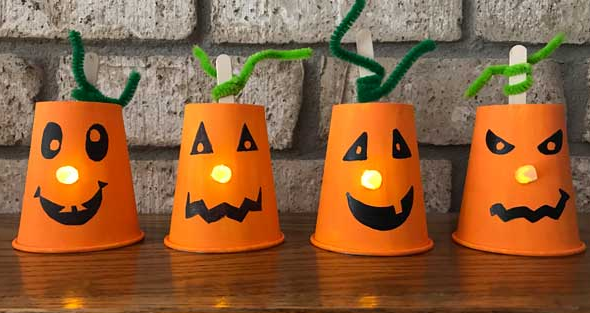 paper cup jack-o-lantern craft for kids