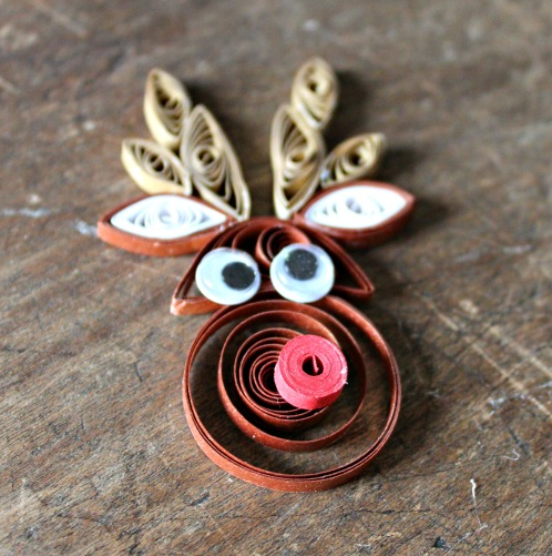 Paper Quilled Rudolph Reindeer Ornament Fun DIY Hanger or Gift Tag