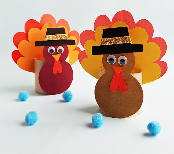 toilet paper roll turkey craft holiday for kids