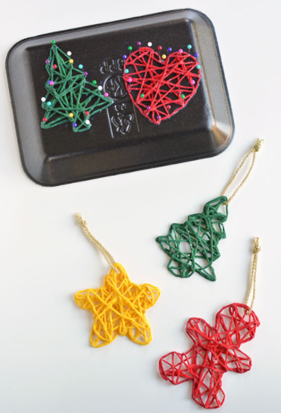 Pretty DIY Wrapped Yarn Ornaments for Christmas