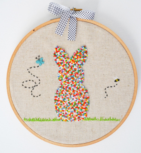 A colorful bunny in a hoop embroidery tutorial