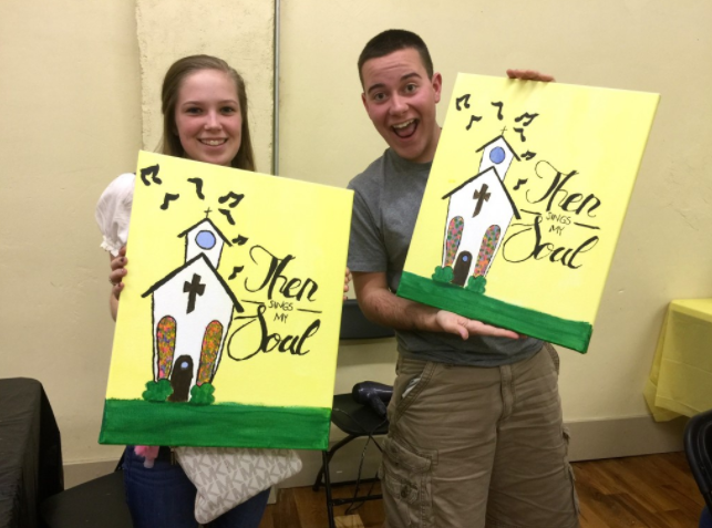 DIY PAINTED CHURCH CANVAS WITH SOCIAL ART WORKING