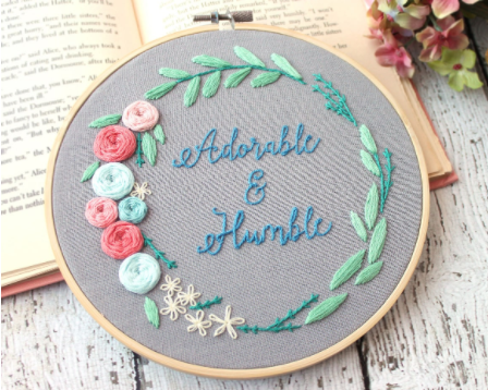 Adorable and humble floral wreath hand embroidery pattern is a perfect personalized gift
