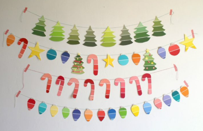 paint chip christmas garland holiday decor kids craft