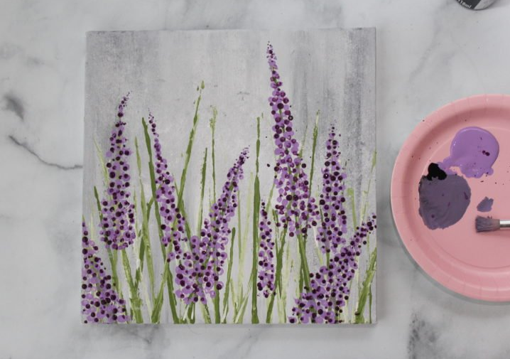 Simple & Easy Paint Lavender Flowers in Acrylics Art Project