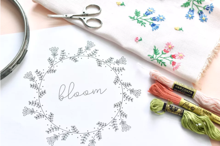 Free vintage inspired bloom embroidery pattern 