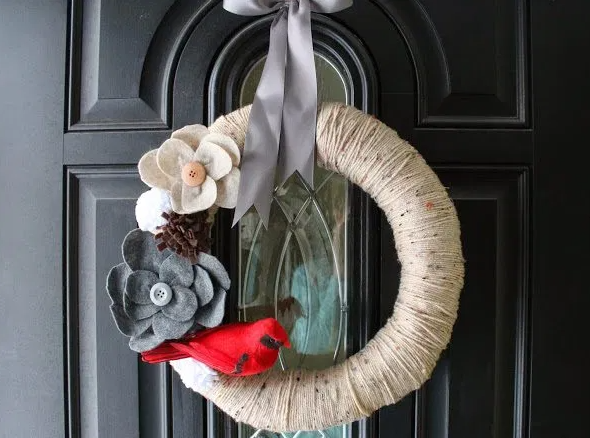 A beautiful winter wreath for the porch outdoor decor