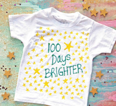 tshirt with 100 stars and words 100 days brighter