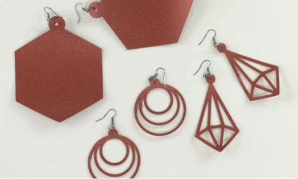 faux leather earrings made with Cricut