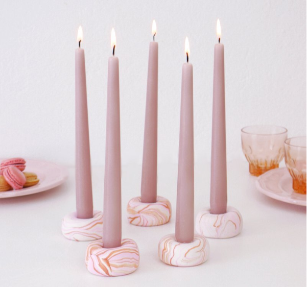 DIY Marbled Candle Holders 