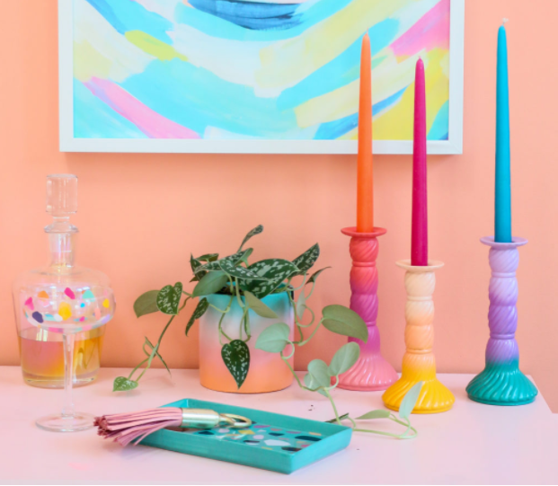 DIY THRIFTED OMBRE CANDLE HOLDERS COLORFUL HOME DECOR