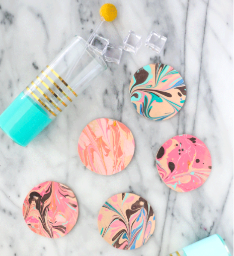 marbled leather coasters